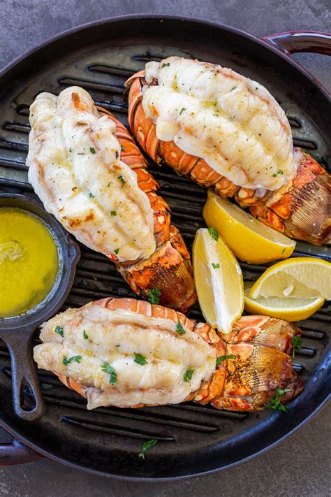 Add about 3-4 lobster tails per skewer. Preheat your grill using a 3-zone cooking method to a medium high heat (around 350). Add a basting skillet to the heat first along with the clarified butter. Once the butter has melted, add the rest of the Agave Herb Butter ingredients.